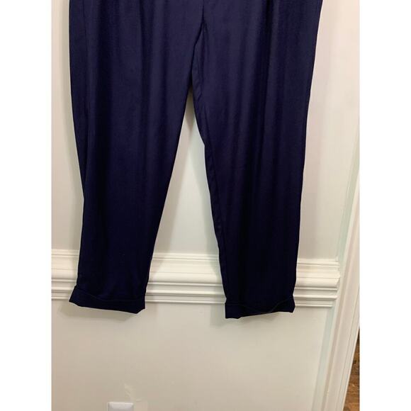 Open Edit Mens Navy Blue Pants Pleated Cuffed Cropped Size 38 New - Picture 3 of 6